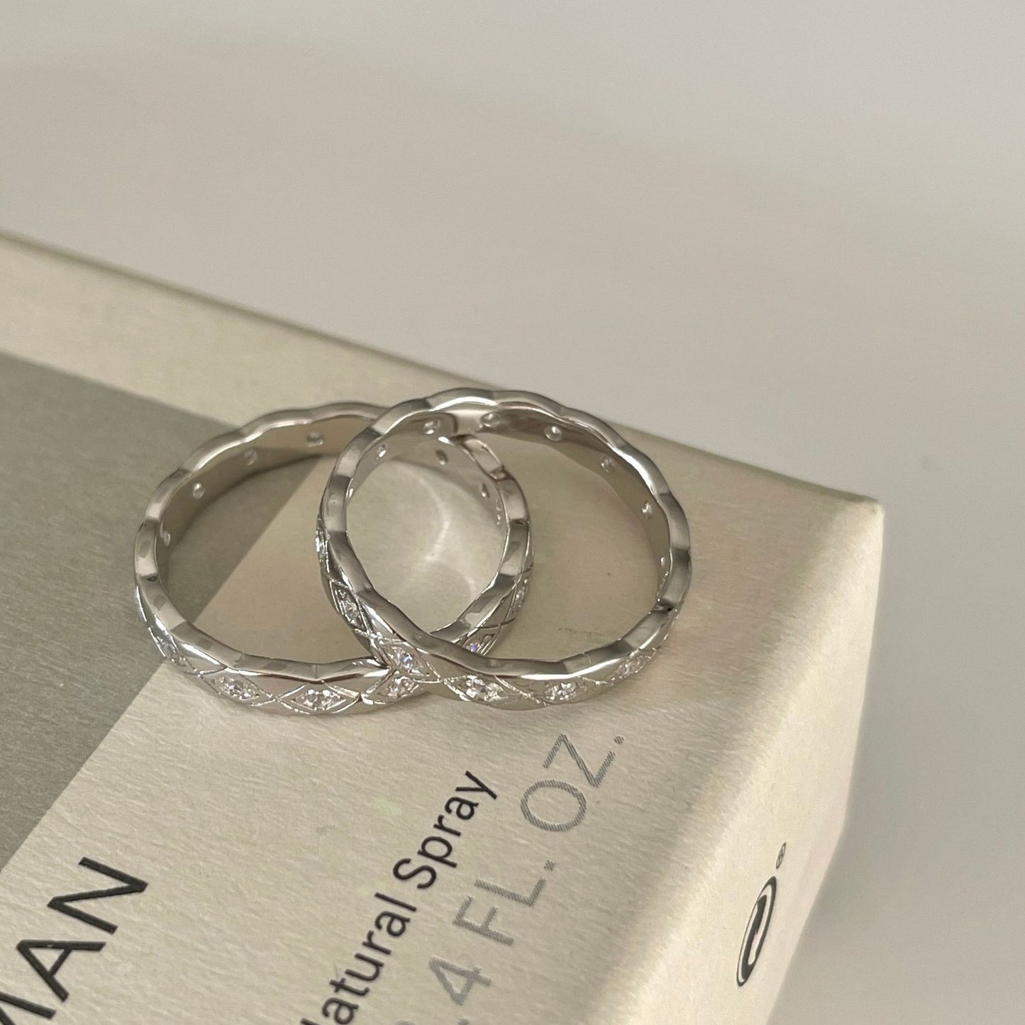 Minimalist Geometric S925 Sterling Silver Ring for Women with Pavé Zirconia