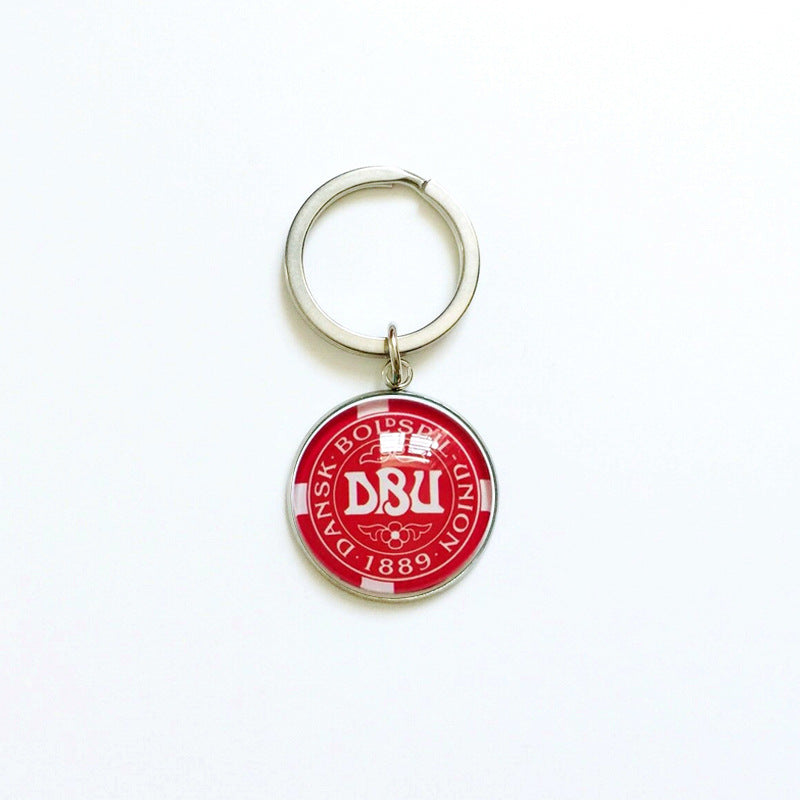 Sporty Round Stainless Steel Keychain National Football Team Souvenir Gift
