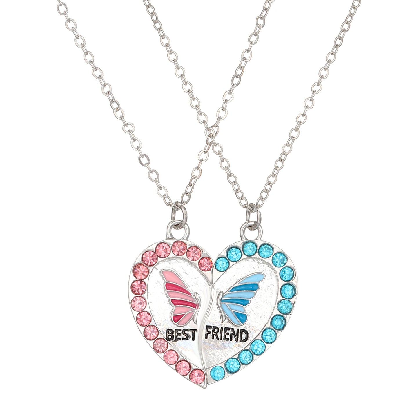 Collana da donna placcata in lega di zinco con cuore geometrico arcobaleno