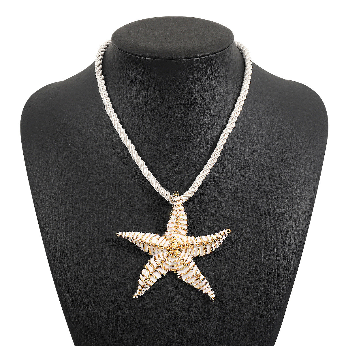 Collar con colgante de estrella de mar geométrico informal para mujer, cadena de aleación con cierre y acabado chapado