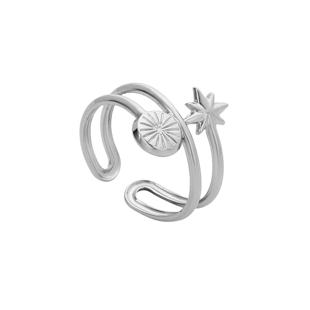 Minimalist Geometric Heart Plated Stainless Steel Adjustable Ring for Unisex