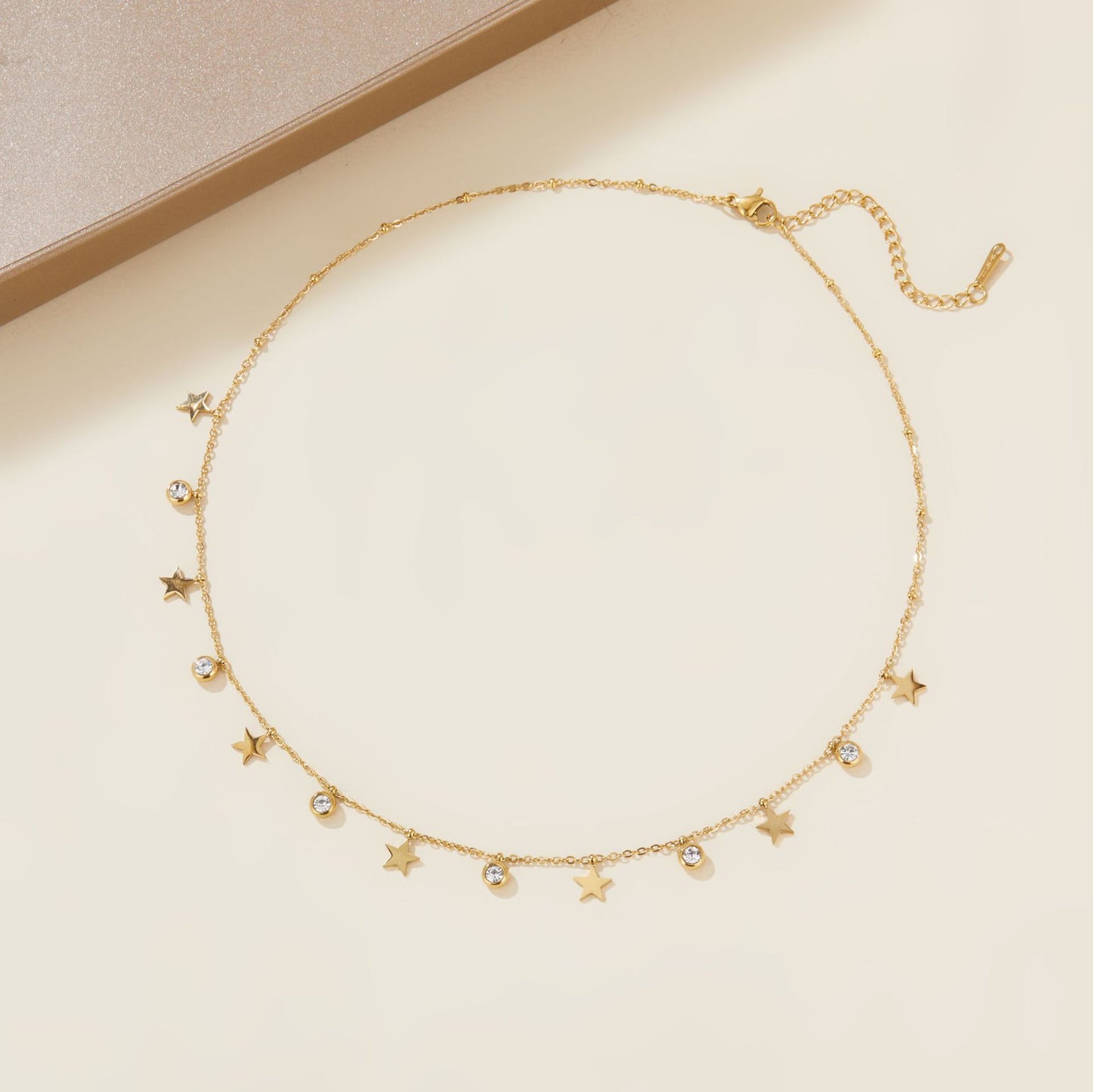 Minimalist Rhinestone Inlaid Star and Butterfly Stainless Steel Pendant Necklace for Women