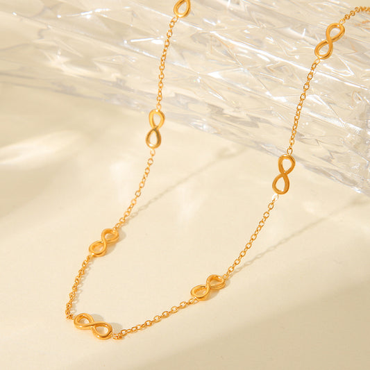 Minimalist Geometric Number Pendant Necklace in Titanium Steel with 18K Gold Plating for Women