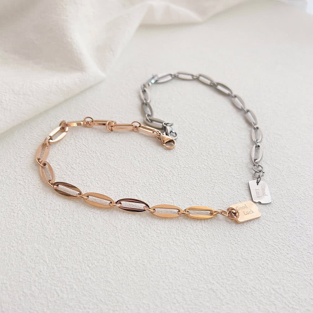 Minimalist Titanium Steel Geometric Square Pendant Good Luck Bracelet with Plated Finish