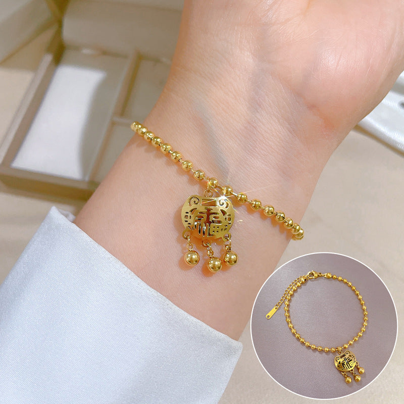 Zodiac Luxury Titanium Steel Gold Plated Bracelet with Cubic Zirconia for Unisex