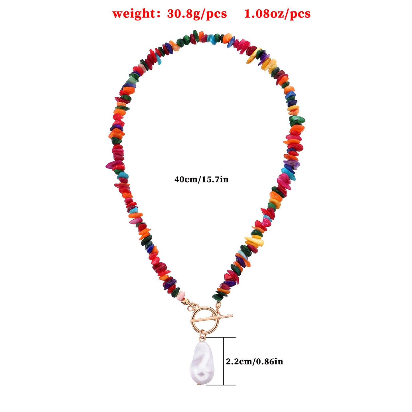 Minimalist Geometric Pendant Necklace in Alloy with Plated Finish and Colorful Stone Inlay on Small Link Chain
