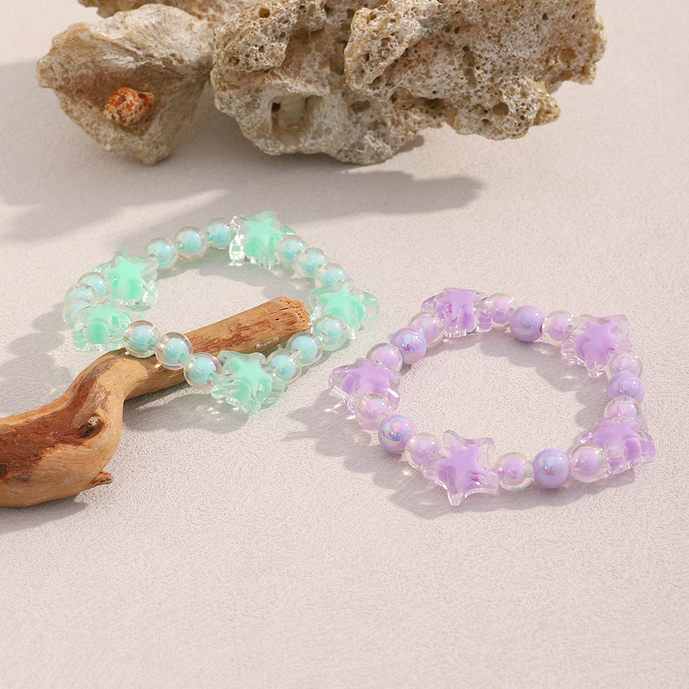 Minimalist Star-Shaped Acrylic Bracelet in Jelly Colors Geometric Fashion Accessory for Women