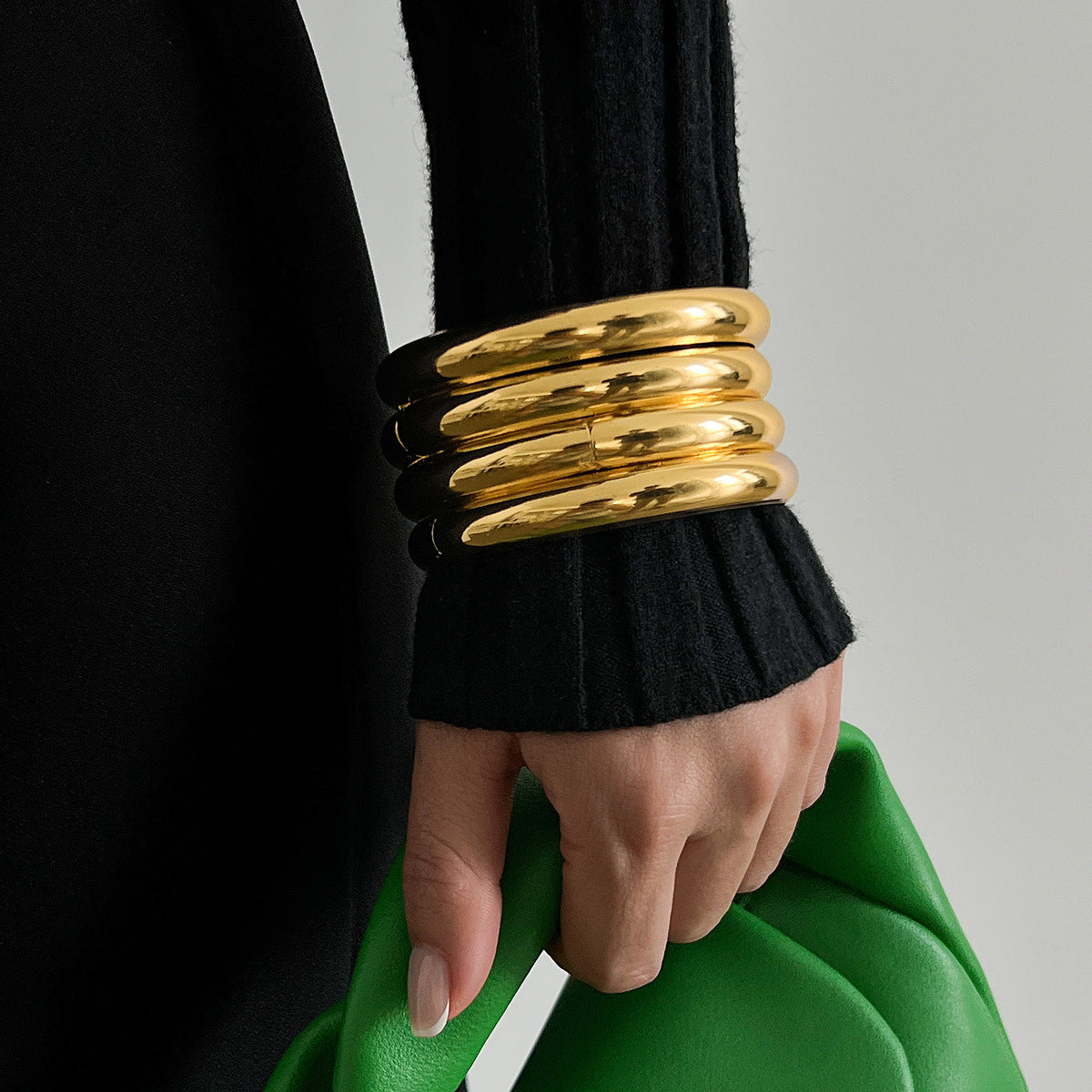 Minimalist Geometric Polished Plated Alloy Rope Bracelet