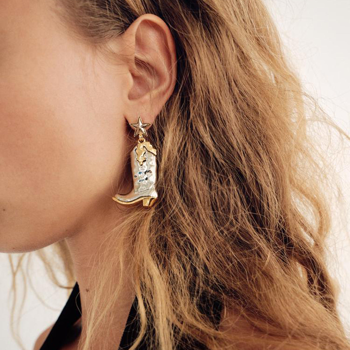 Orecchini geometrici in acciaio inossidabile con finitura galvanica da donna, orecchini a perno minimalisti di lusso alla moda