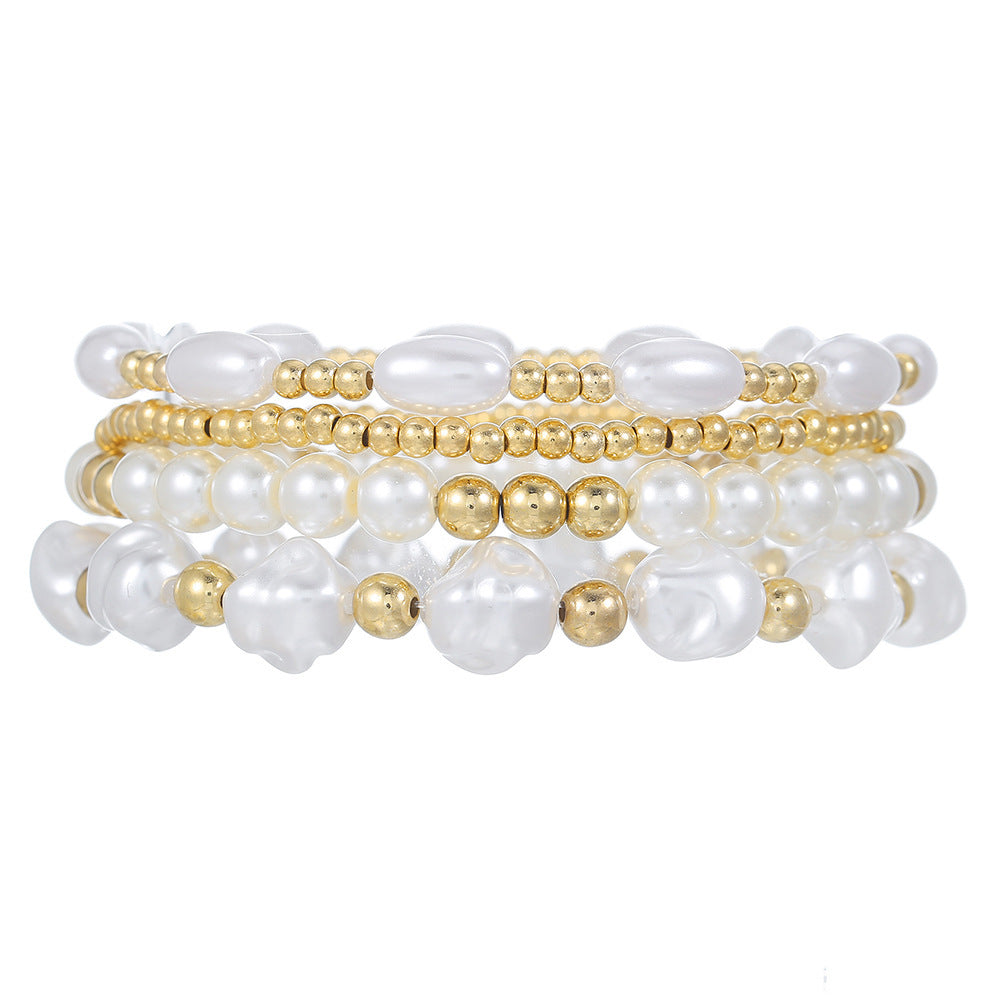Fashion Round Cross Beaded Stretch Bracelet for Women