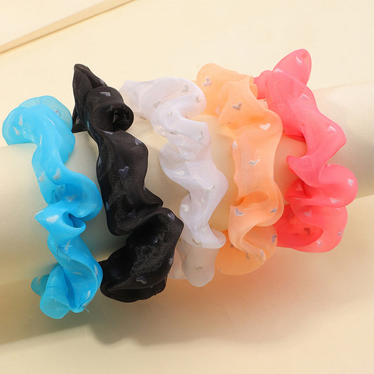 Elastico per Capelli in Pizzo Geometrico Fatto a Mano per Bambini con Stampa a Cuori e Motivo a Farfalla in Tinta Unita