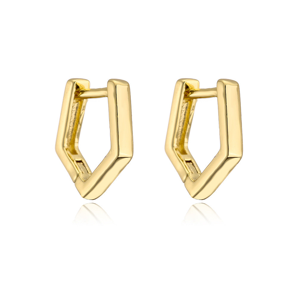 Minimalist Geometric Copper Earrings with 18K Gold Plating for Women