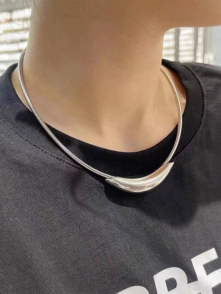 Minimalist Elegant Geometric Titanium Steel Choker Necklace Figaro Chain