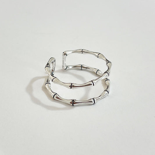 Vintage 925 Sterling Silver Bamboo Joint Ring for Women