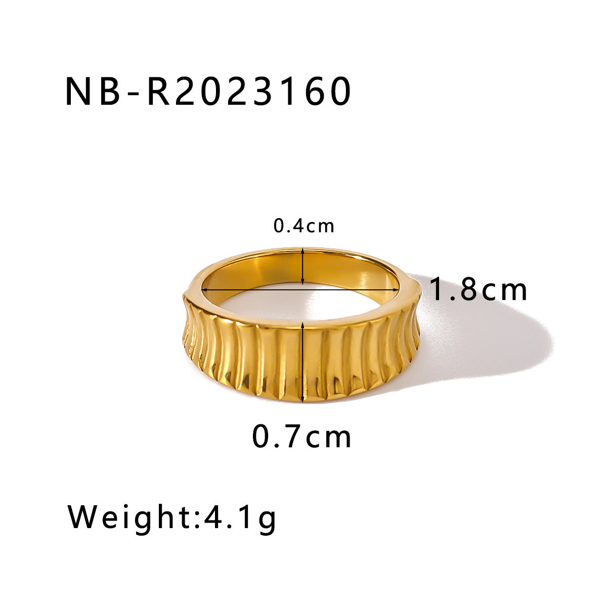 Vintage INS Style Geometric Textured Wrinkled Stainless Steel Ring with 18K Gold Plating for Women