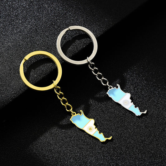 Vintage Ethnic Style Enamel Pendant Keychain in Titanium Steel for Men and Women