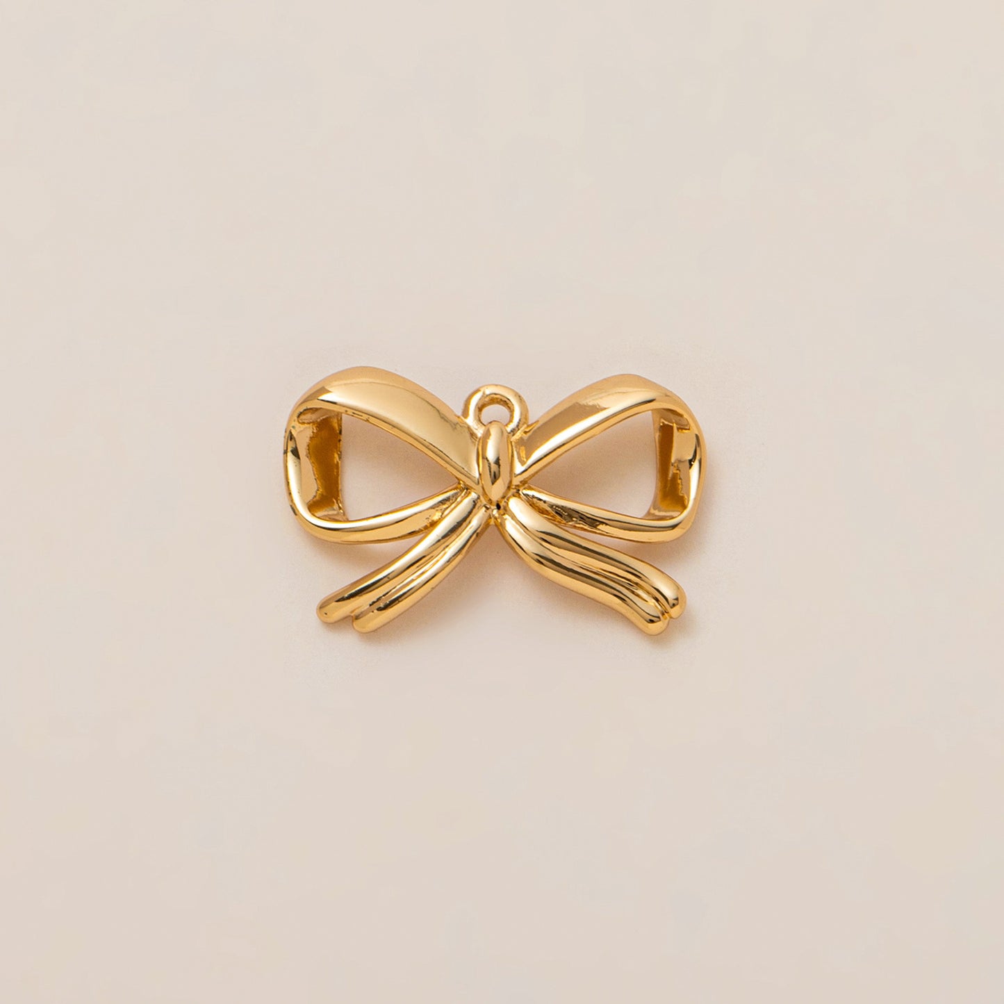 Luxury 18K Gold Plated Brass Heart Bow Geometric Pendant