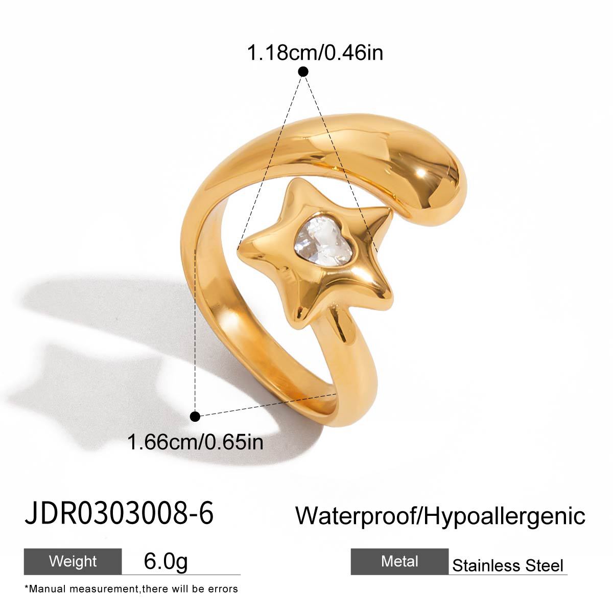 Minimalist Star Stainless Steel Plated Ring for Women