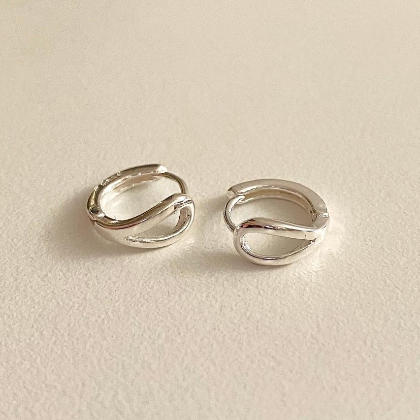 Minimalist Letter-Shaped 925 Sterling Silver Stud Earrings with Plated Finish for Women
