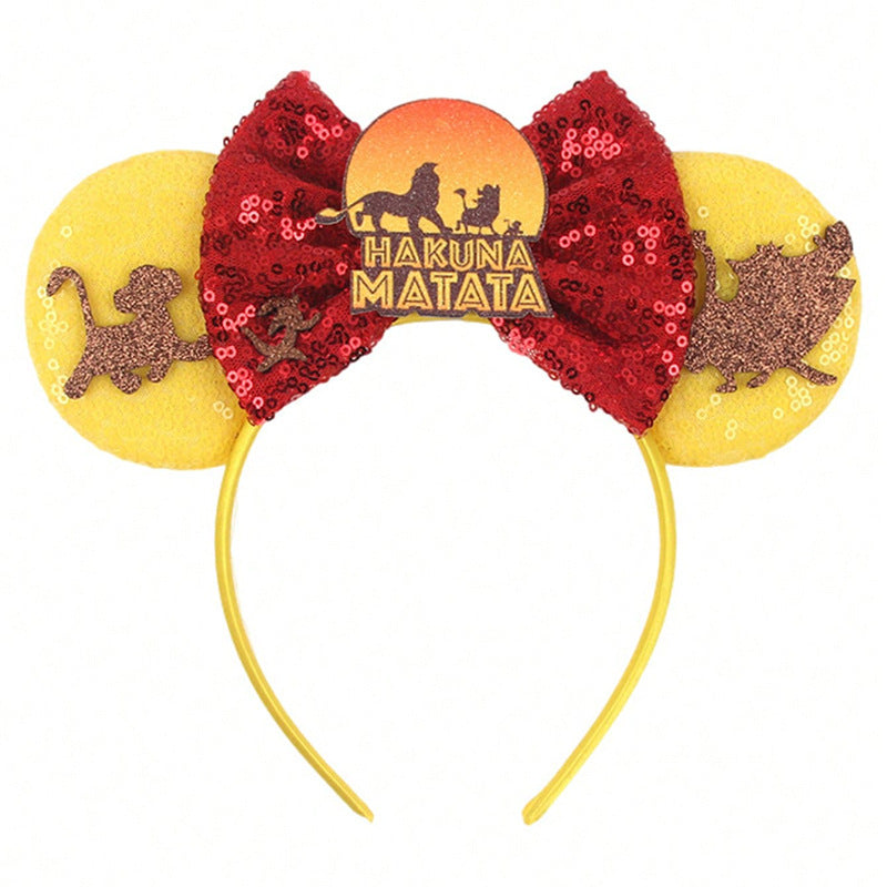 Diadema estilo caricatura de orejas de Mickey Mouse para niños con ribete floral rosa y revestimiento de resina