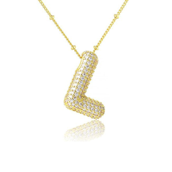 Fashion Plated Brass Letter Bubble Pendant Necklace for Women