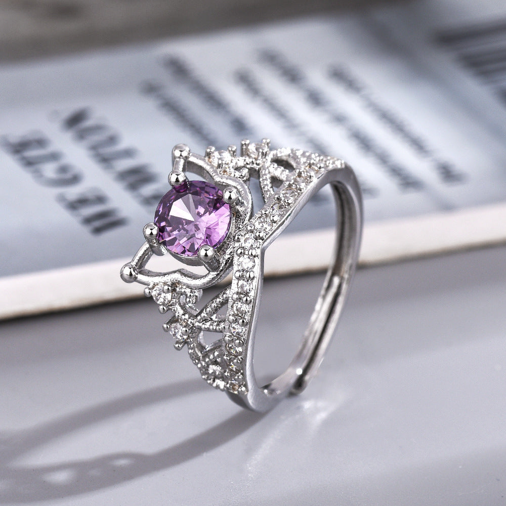 Anello regolabile con apertura stile cartone animato in lega di zinco con intarsi di strass per coppie