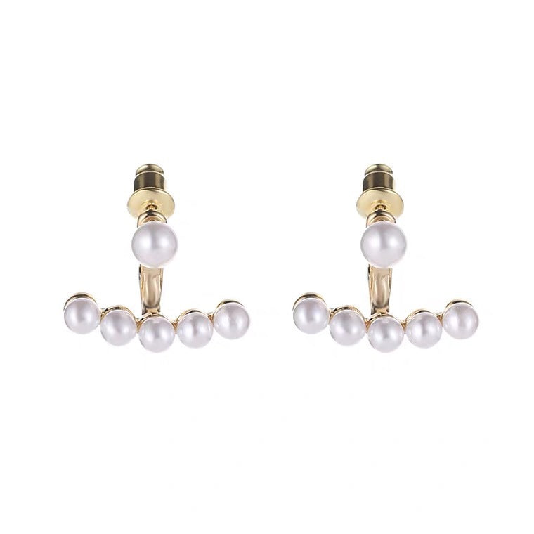 Minimalist Geometric 925 Sterling Silver Needle Brass Pearl Back Drop Earrings Irregular Design