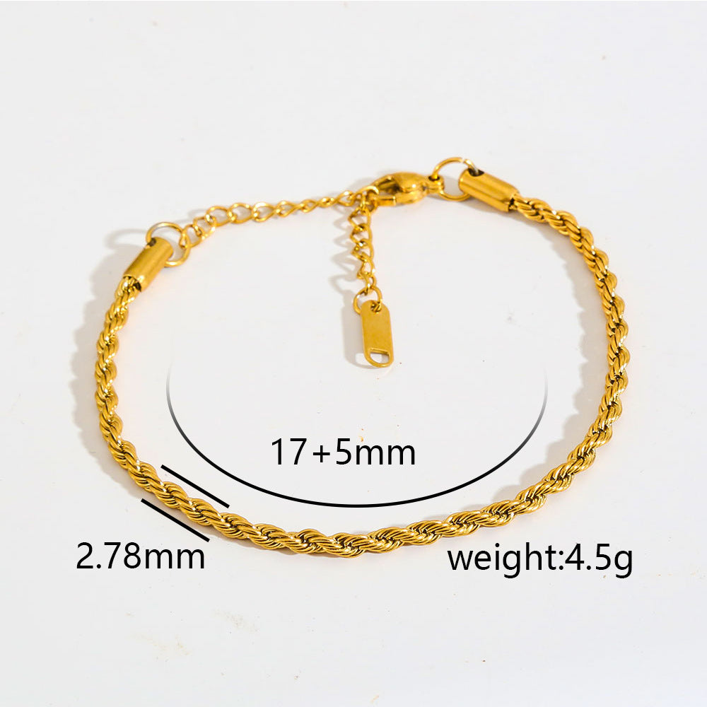 Cavigliera minimalista da donna in acciaio inossidabile placcato oro con piccole perline e ciondolo rotante