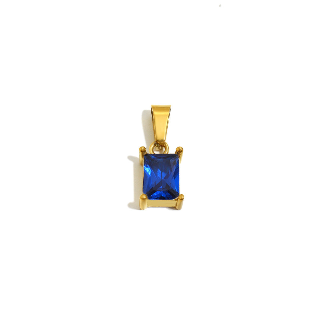 Colgante Minimalista Geométrico de Zirconia Rectangular para Mujer, Acero Inoxidable con Baño de Oro de 18K