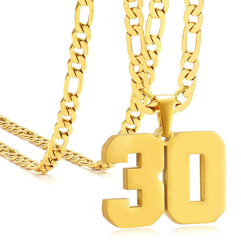 Minimalist Numeric Pendant Necklace for Men and Women Stainless Steel Chain with Polished Titanium Steel Charm