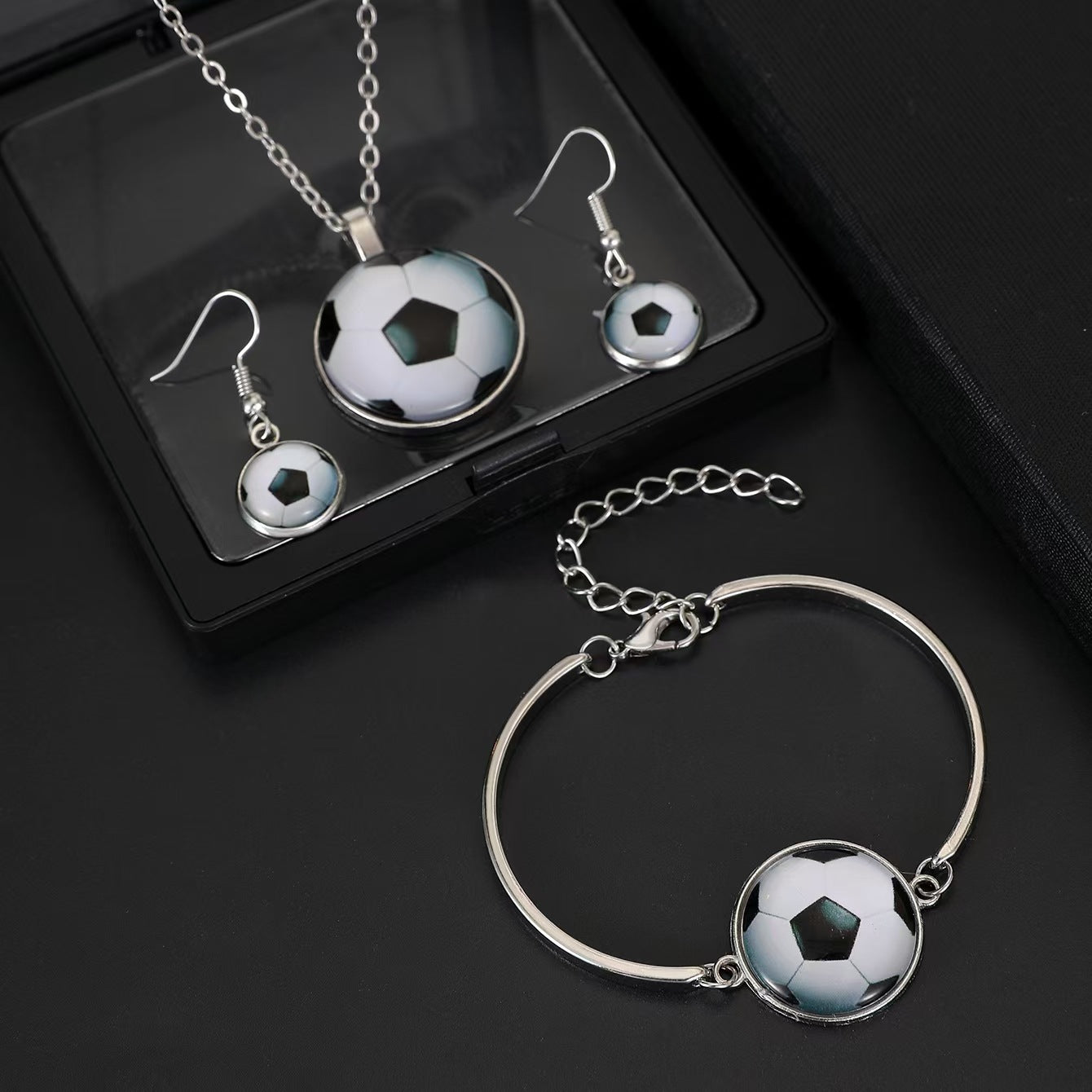 Set di gioielli da donna sportivo elegante rotondo geometrico in lega placcata