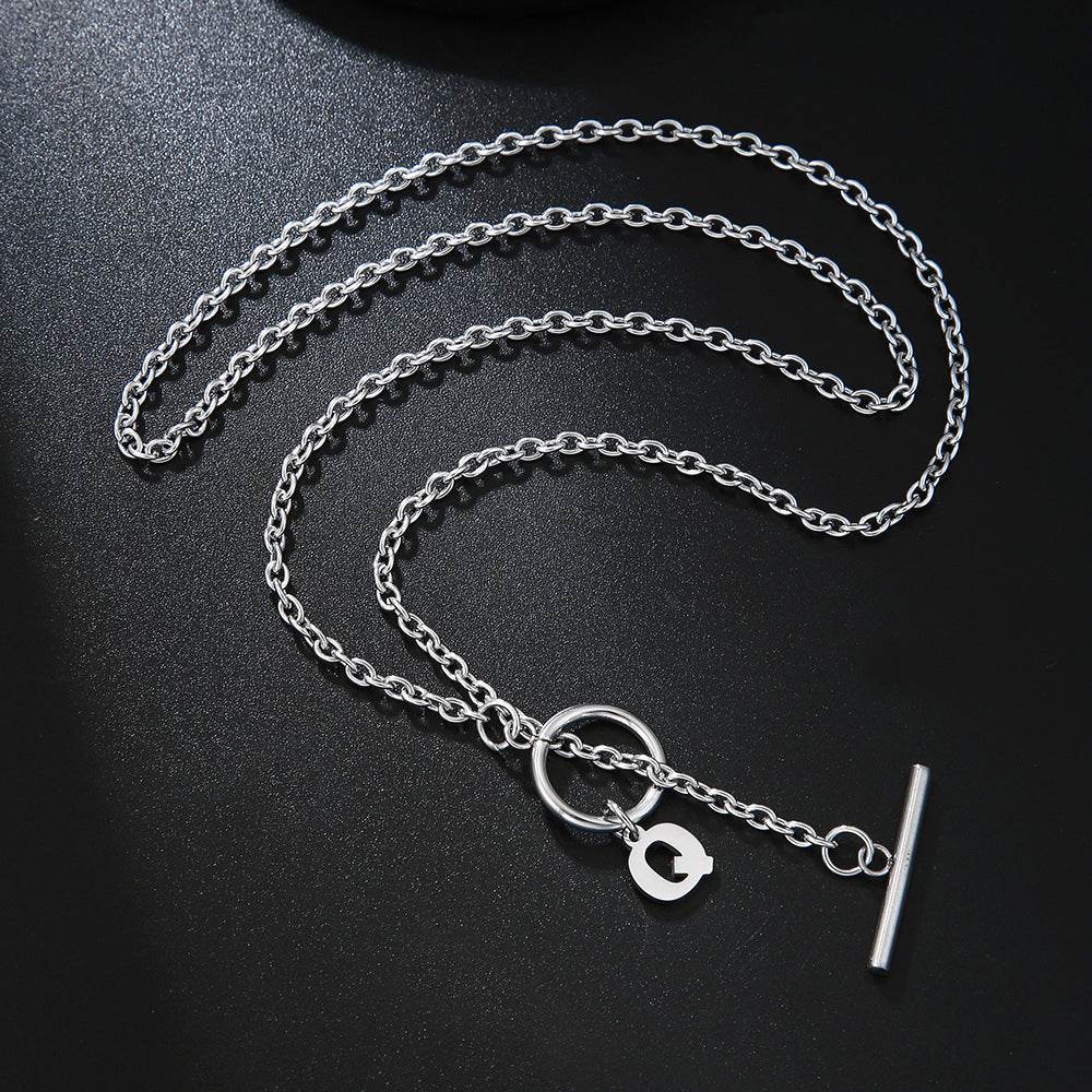 Hip-hop Streetwear Geometric Letter Titanium Steel Pendant Necklace with OT Clasp for Unisex