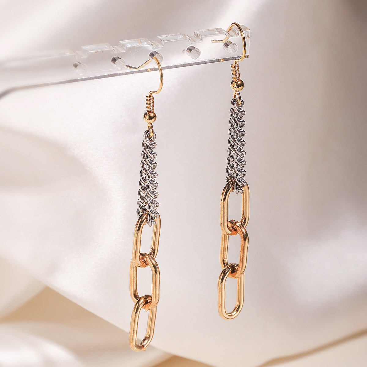 Minimalist Geometric Stainless Steel PVD Tassel Earrings for Women