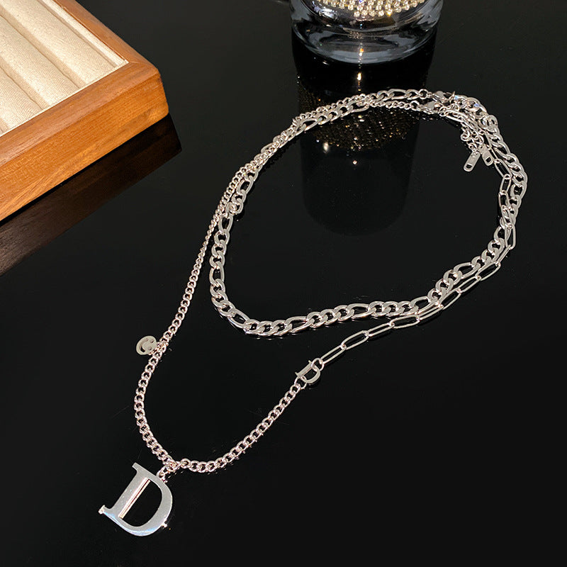 Minimalist Streetwear Letter D Titanium Steel Plated Necklace Unisex