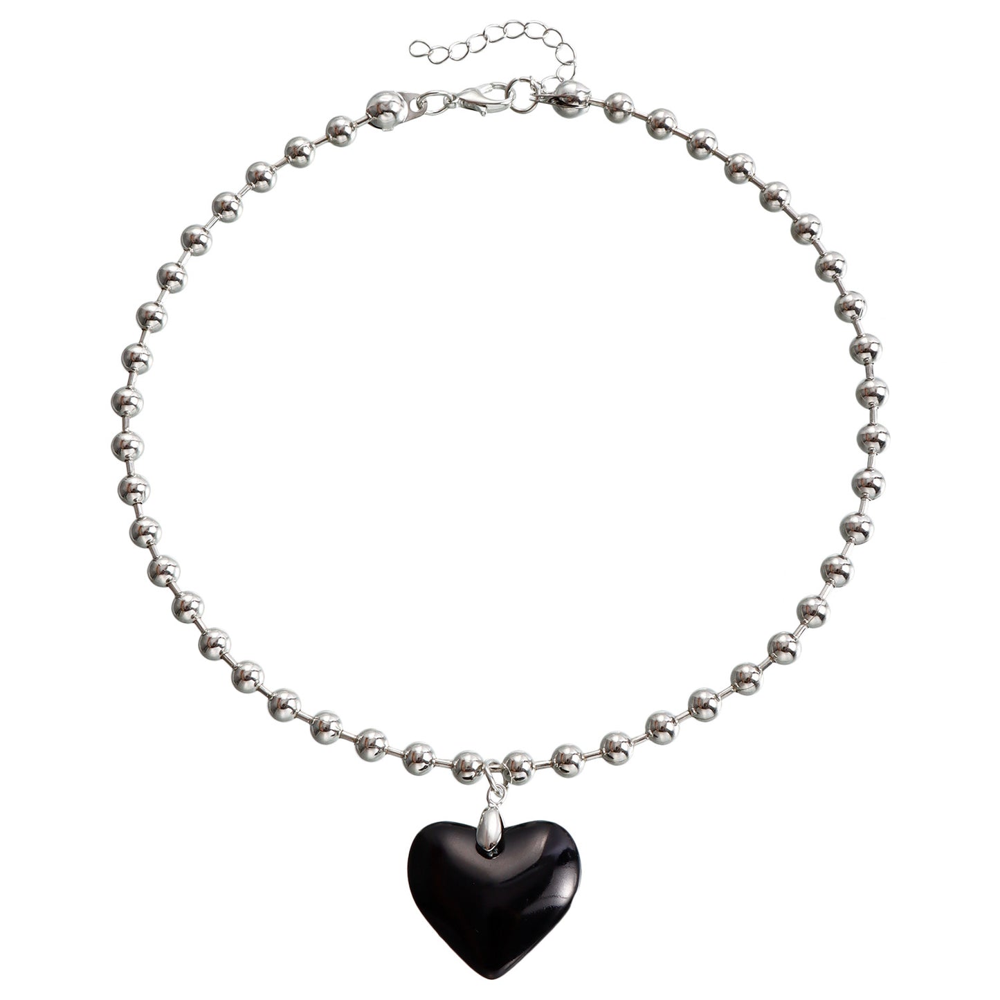 Minimalist Red Heart Pendant Necklace for Women Alloy Geometric Shape Plated Clavicle Chain