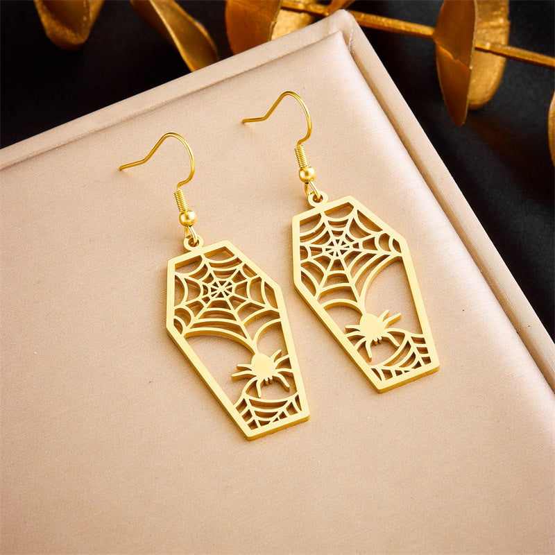 Minimalist Gold Plated Stainless Steel Floral Star Geometric Drop Earrings for Women