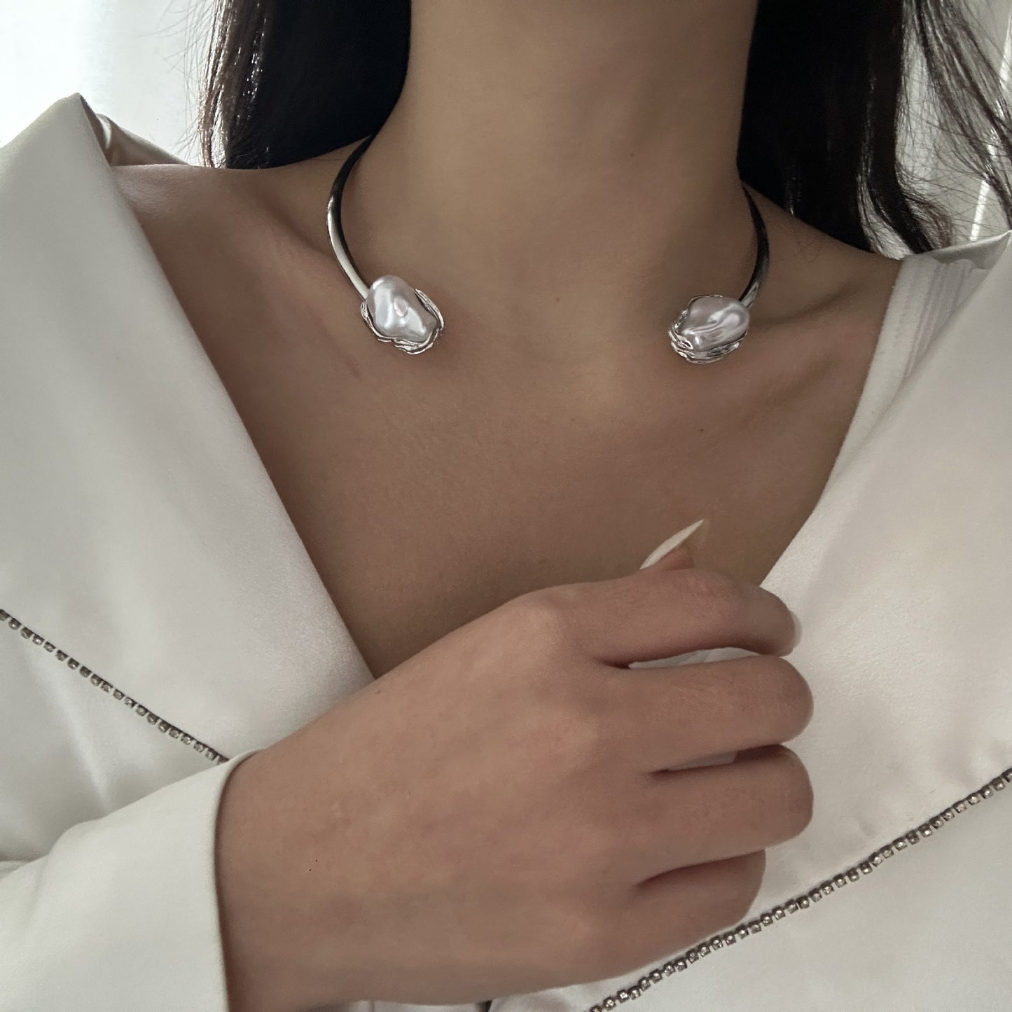 Vintage Bohemian Geometric Alloy and Imitation Pearl Plated Necklace for Women