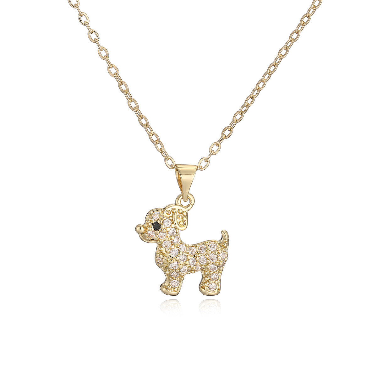 Minimalist 18K Gold Plated Brass Cubic Zirconia Animal Pendant Necklace