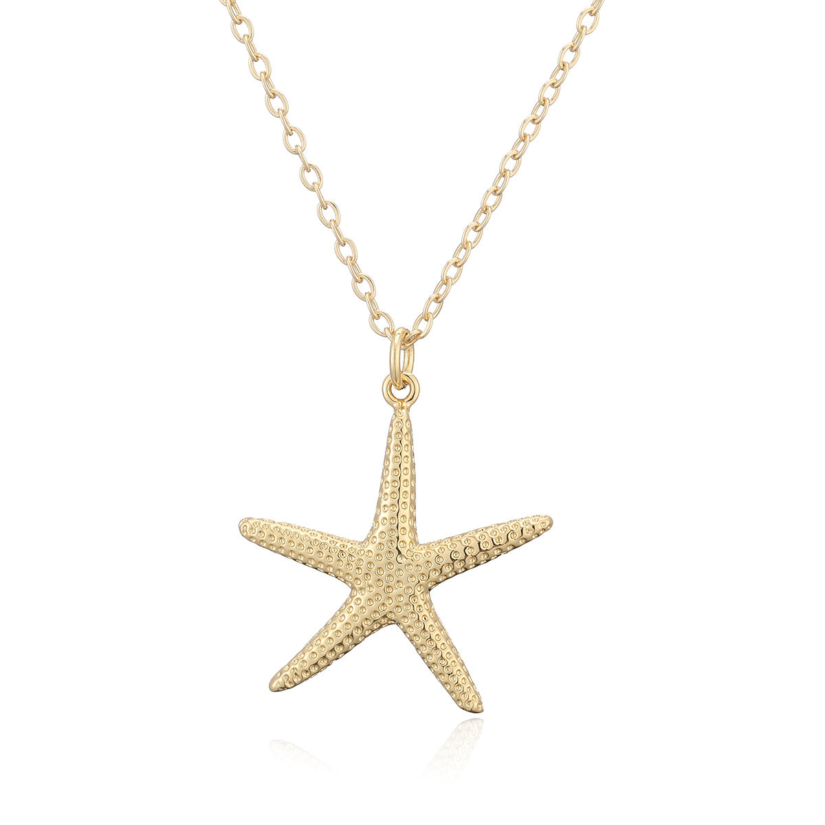 Elegant 18K Gold Plated Brass Starfish Cubic Zirconia Pendant Necklace for Women