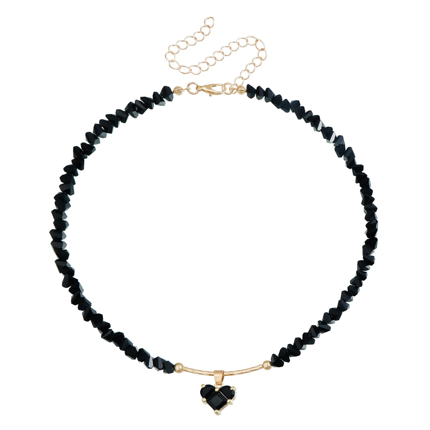 Sweet and Edgy Heart-Shaped Zirconia Clavicle Necklace in Alloy with Electroplated Finish for Women