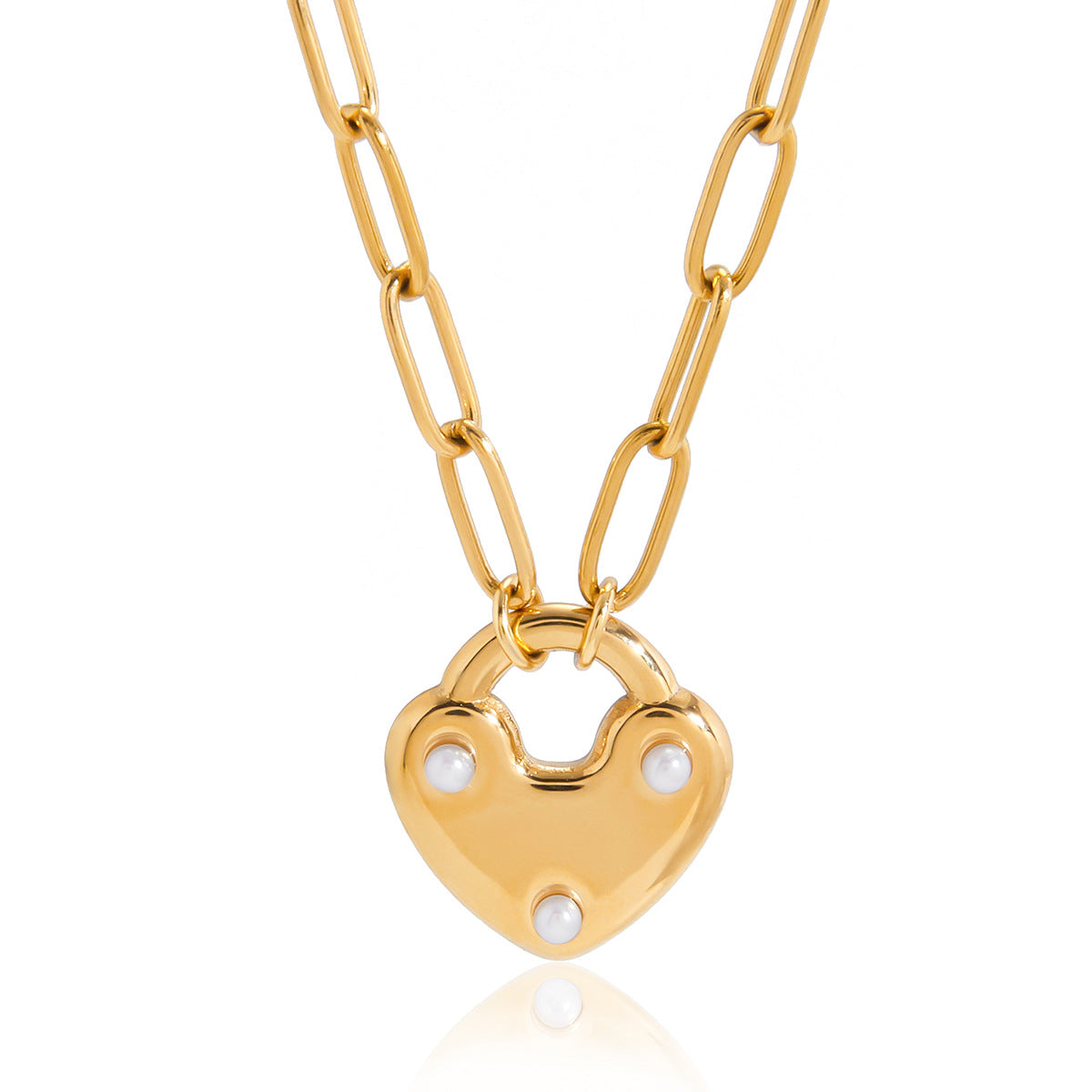 Collana da donna con ciondolo a cuore minimalista in acciaio al titanio con placcatura in oro PVD sottovuoto