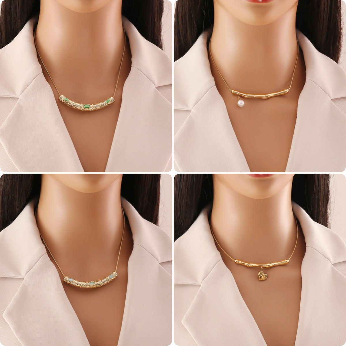 Irregular Textured Stainless Steel Geometric Pendant Necklace for Women with Plated Finish