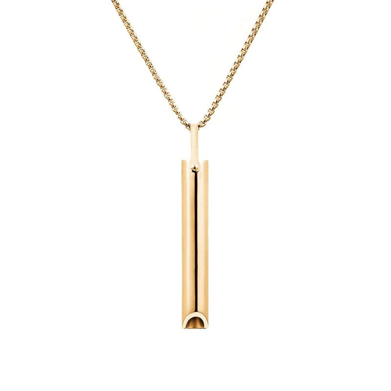 Natural Style Geometric Stainless Steel Pendant Necklace with Titanium Steel Charm and Plated Finish for Mindfulness Breathing and Stress Relief