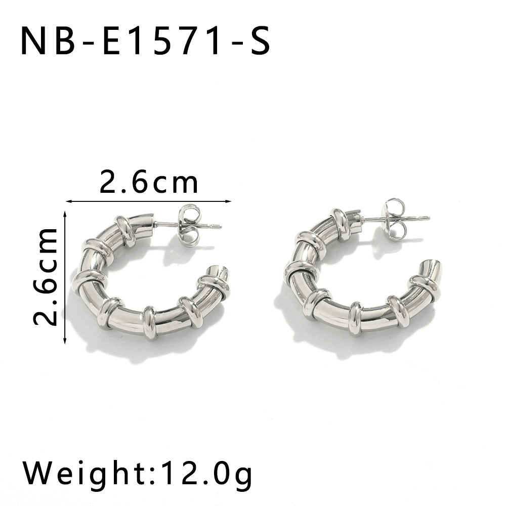 Minimalist Geometric Stainless Steel Hoop Earrings with 18K Gold Plating for Women