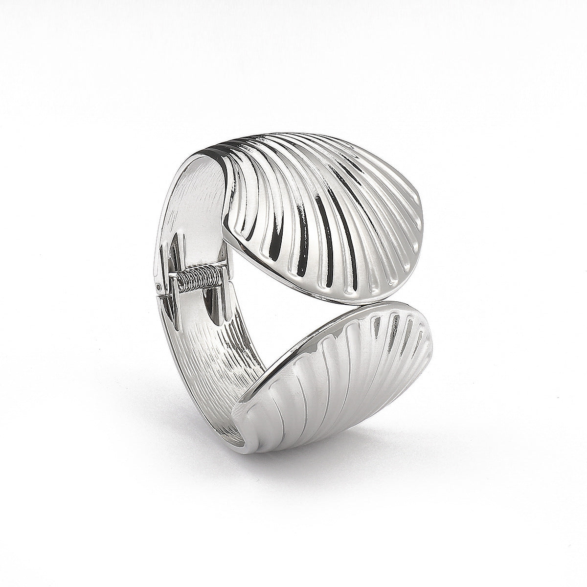 Bracciale rigido geometrico irregolare dolce e grintoso con base in lega galvanizzata, catena a serpente intarsiata di perle, design con apertura elastica