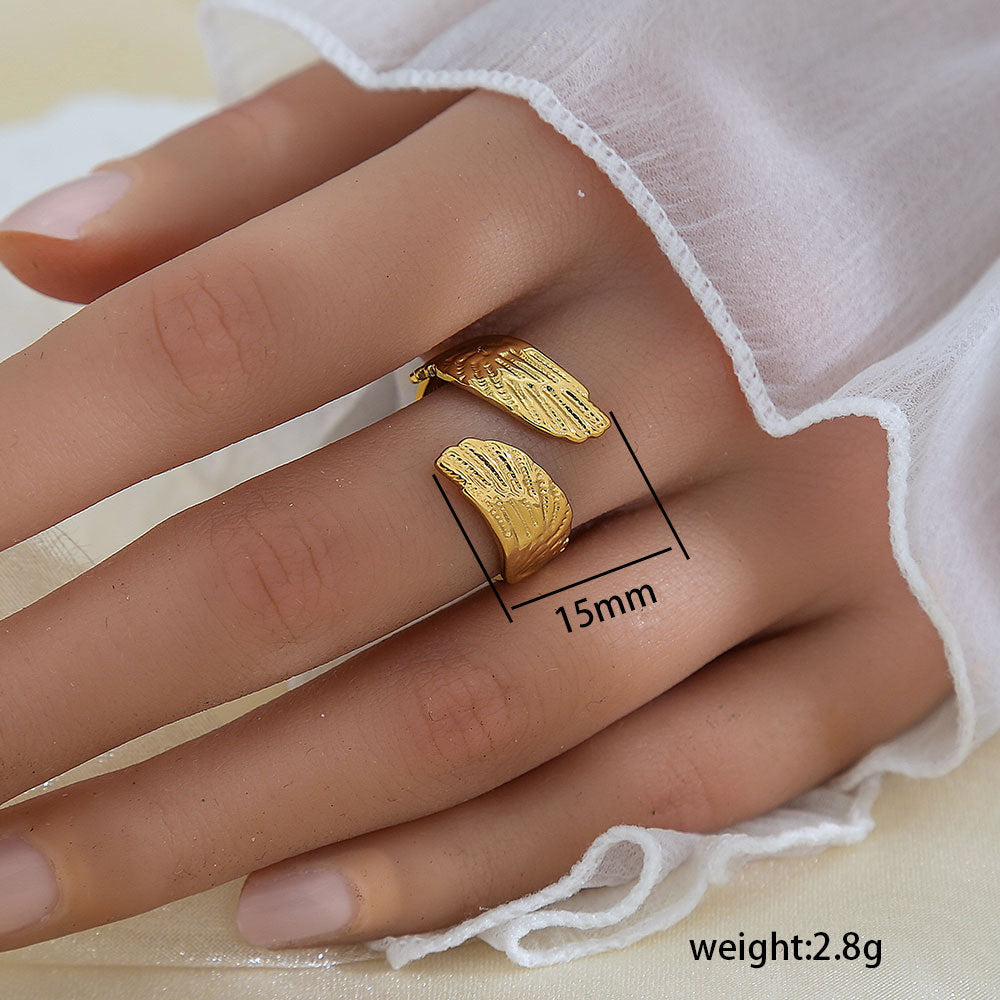 Anello aperto regolabile geometrico in acciaio al titanio con finitura galvanica per donna e uomo, gioielli moderni e minimalisti