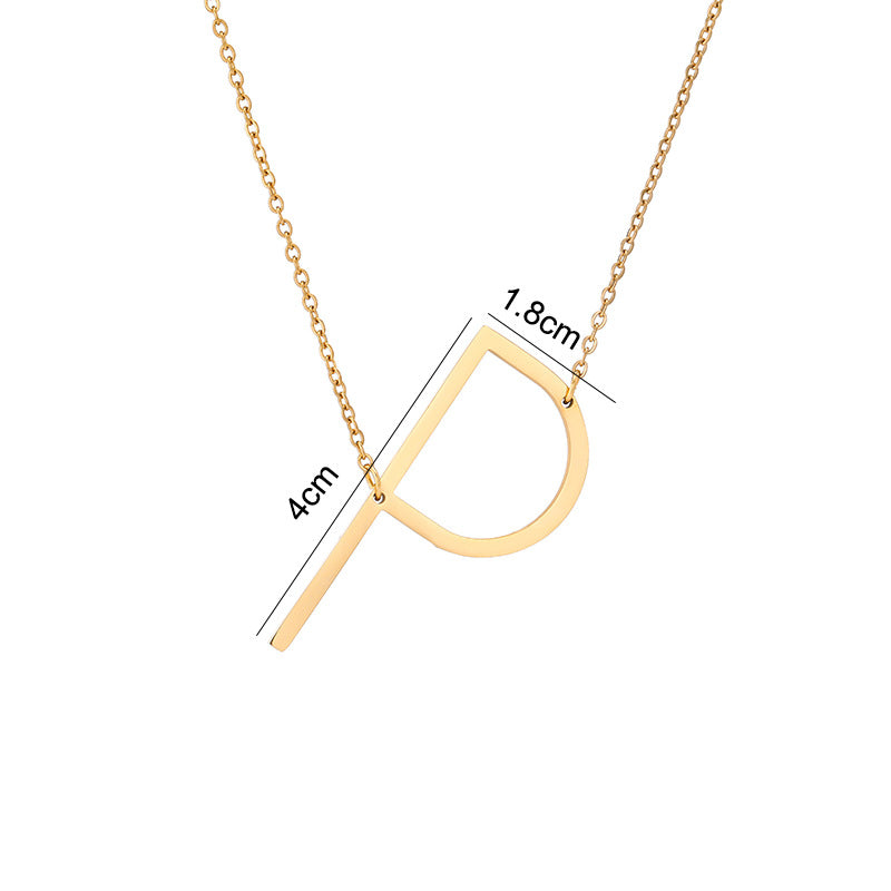 Collar Minimalista con Dije de Letra Chapado en Acero de Titanio para Mujer con Cadena de Eslabones Ajustable