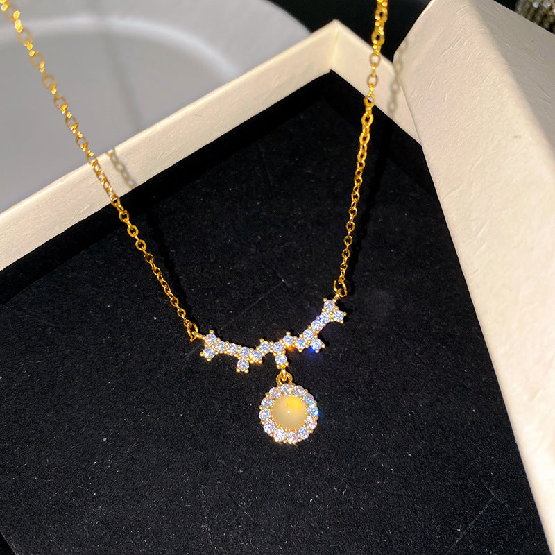 Sweet Sporty Polka Dot Titanium Steel Necklace with Brass Pendant Cable Chain