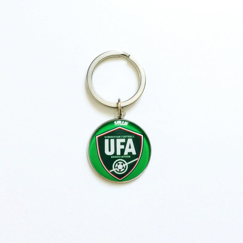 Sporty Round Stainless Steel Keychain National Football Team Souvenir Gift