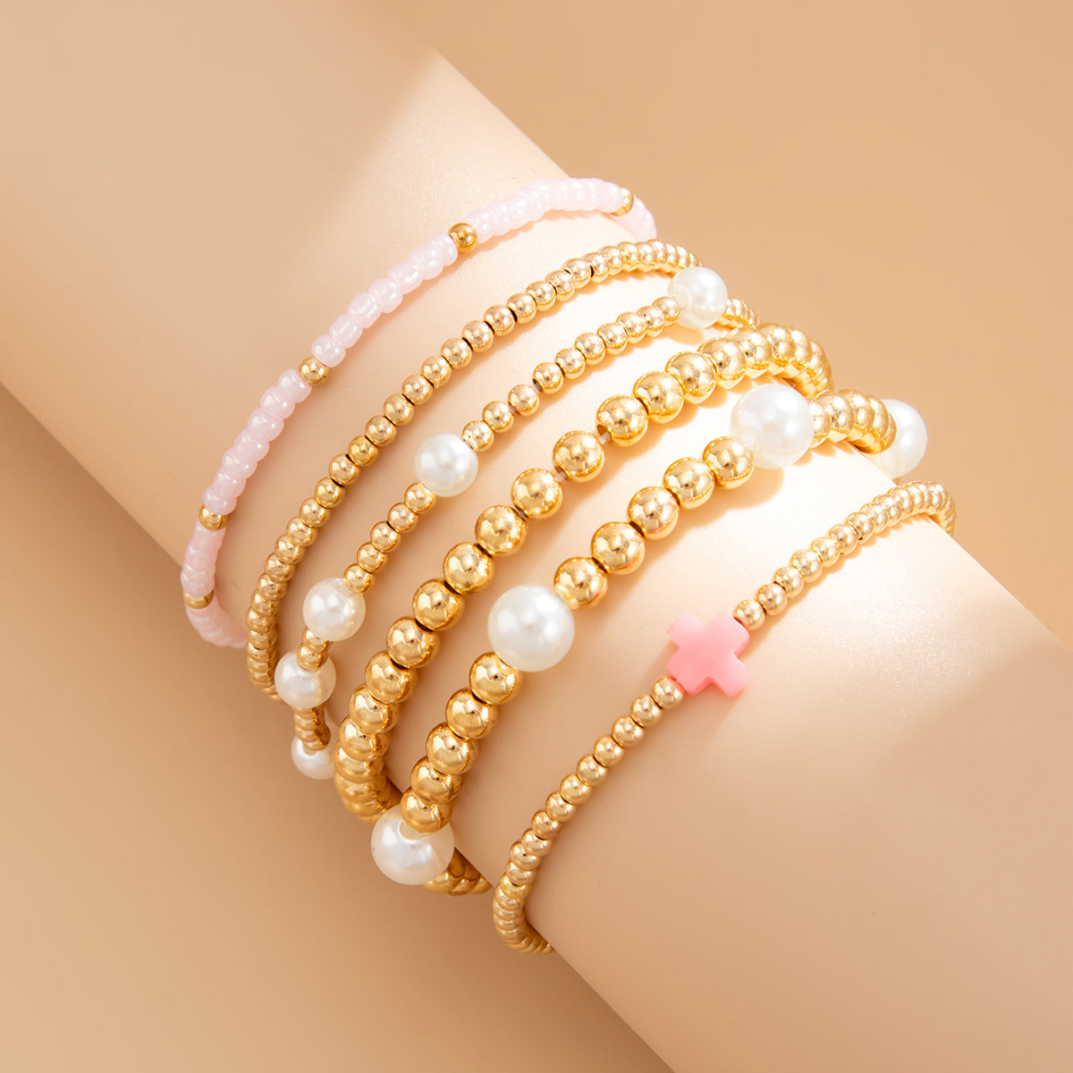 Minimalist Plated Acrylic Cross Charm Bracelet for Women